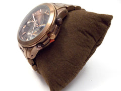 Metal Oversized Geneva Platinum Watch- Bronze Chocolate