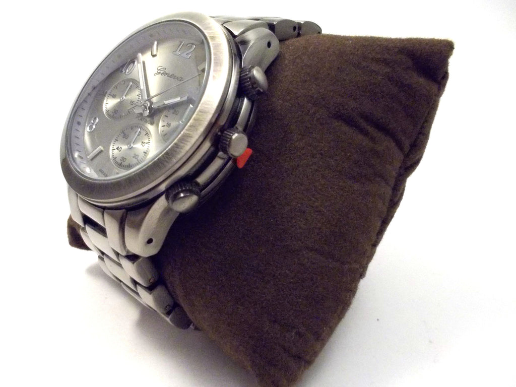 Metal Oversized Geneva Platinum Watch- Gunmetal