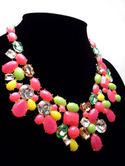 Candy Color Mix Statement Necklace- Neon