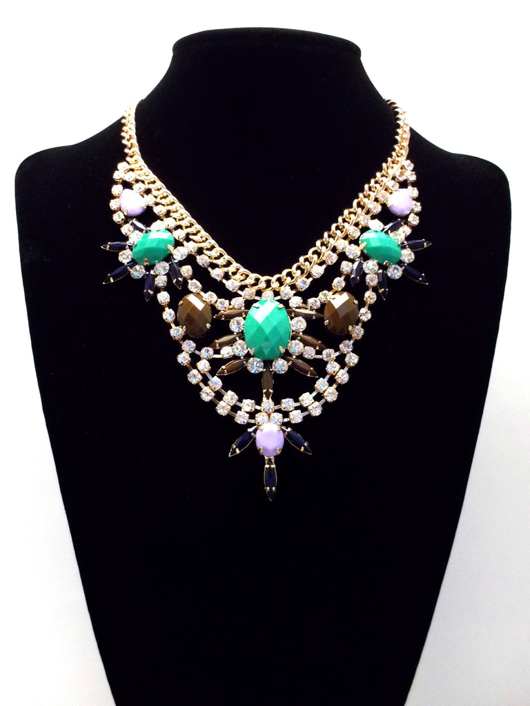 Cascading Crystal Bib Statement Necklace