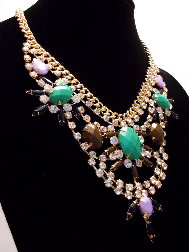 Cascading Crystal Bib Statement Necklace