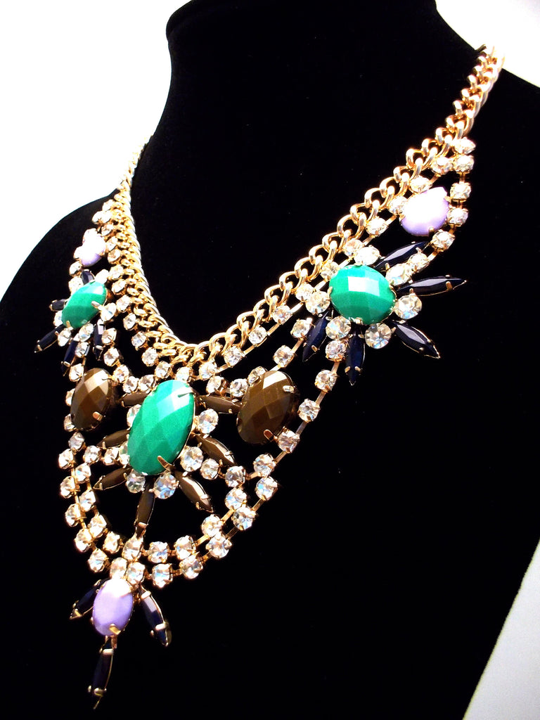 Cascading Crystal Bib Statement Necklace