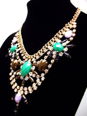Cascading Crystal Bib Statement Necklace