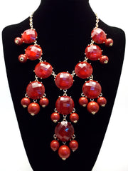 Bubble JEWELED Statement Necklace- Burgundy