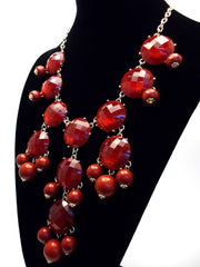 Bubble JEWELED Statement Necklace- Burgundy