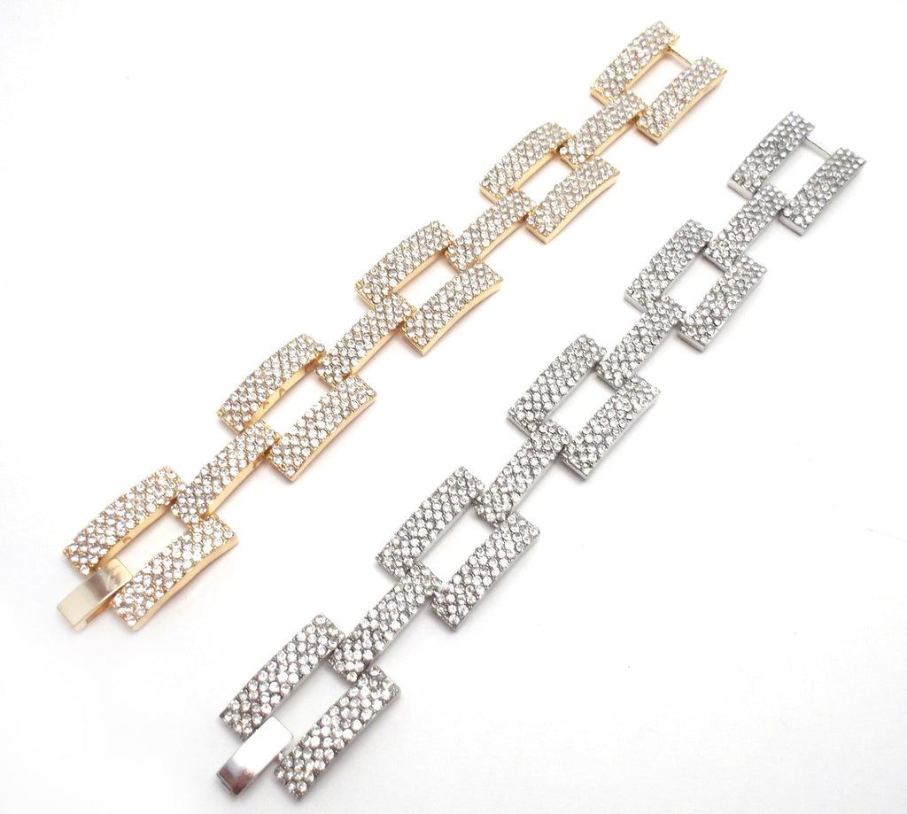 Flat Square Pavé Crystal Bracelet