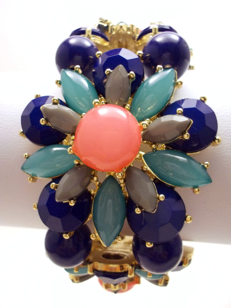 Floral Jeweled Gemstone Stretch Bracelet