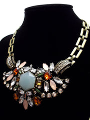 Luxe Crystal Compilation Statement Necklace Set- Sky Blue