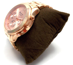Metal Oversized Geneva Platinum Watch- Rose Gold