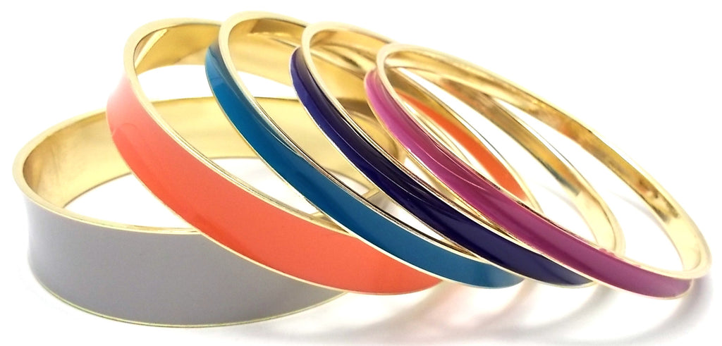 Multi-Colored Lacquered Bangle Set of 5- Grey Multi