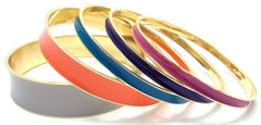Multi-Colored Lacquered Bangle Set of 5- Grey Multi