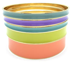 Multi-Colored Lacquered Bangle Set of 5- Neon