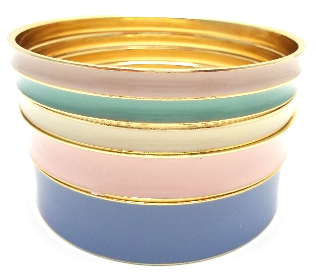 Multi-Colored Lacquered Bangle Set of 5- Pastels