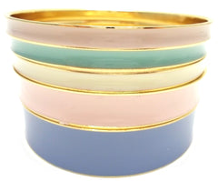 Multi-Colored Lacquered Bangle Set of 5- Pastels