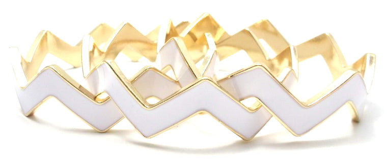 Chevron Bangles Set of 3- White