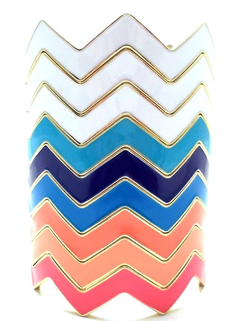 Chevron Bangles Set of 3- White
