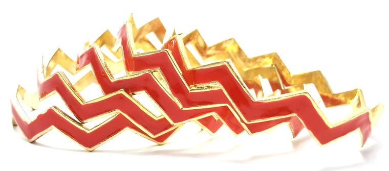 Chevron Bangles Set of 5- Red