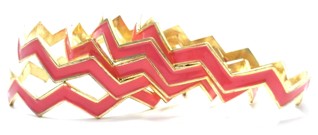 Chevron Bangles Set of 5- Fuchsia