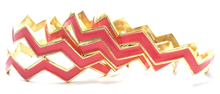 Chevron Bangles Set of 5- Fuchsia