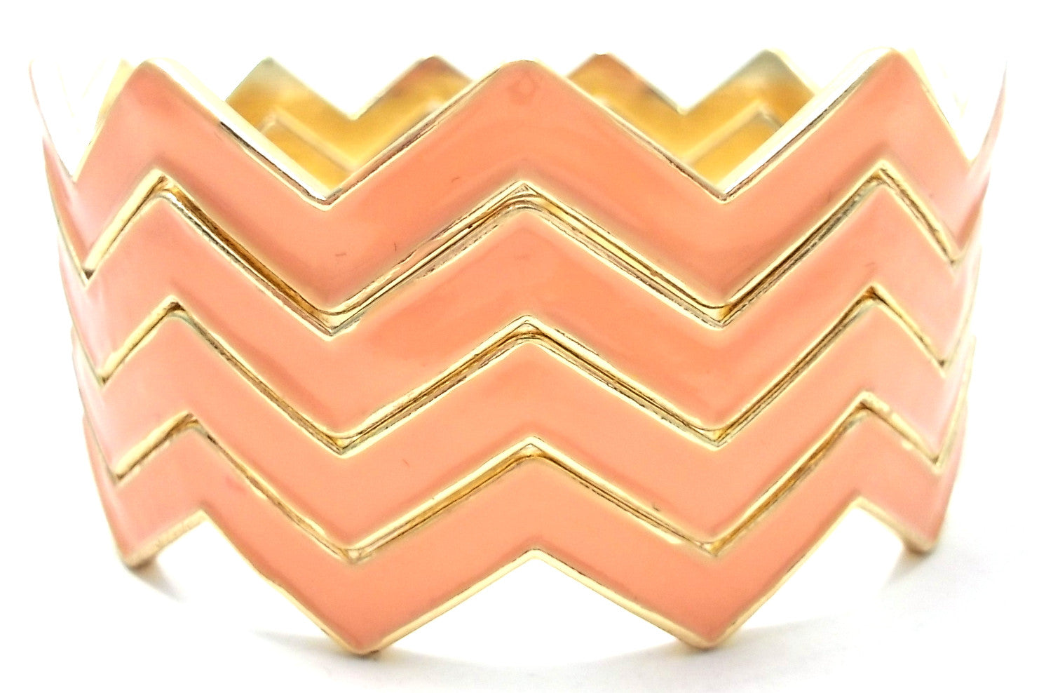 Chevron Bangles Set of 4- Peach