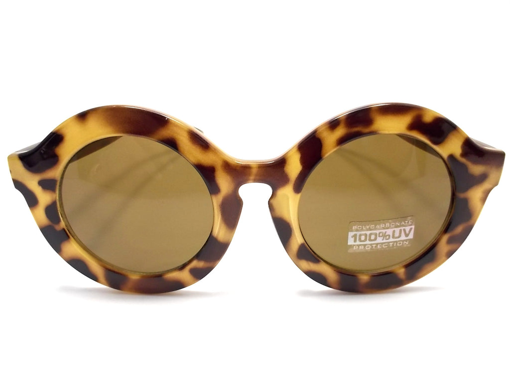 Retro Round Sunglasses- Olive Tortoise