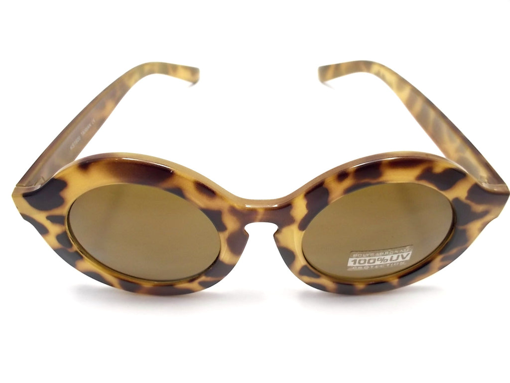 Retro Round Sunglasses- Olive Tortoise