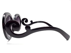 Designer Inspired 'Baroque' Round Sunglasses- Black