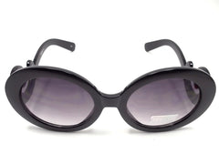 Designer Inspired 'Baroque' Round Sunglasses- Black