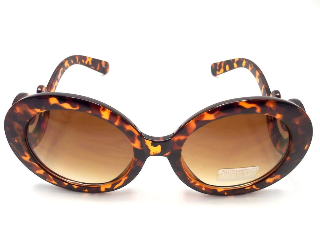 Designer Inspired 'Baroque' Round Sunglasses- Tortoise