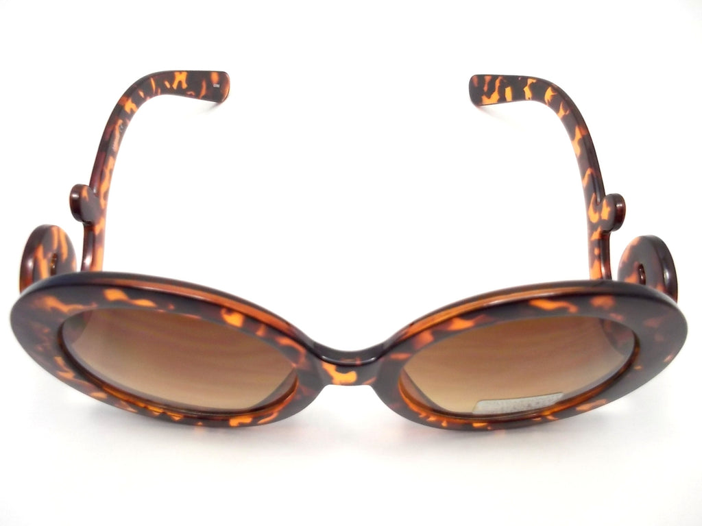 Designer Inspired 'Baroque' Round Sunglasses- Tortoise