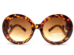 Designer Inspired 'Baroque' Round Sunglasses- Tortoise