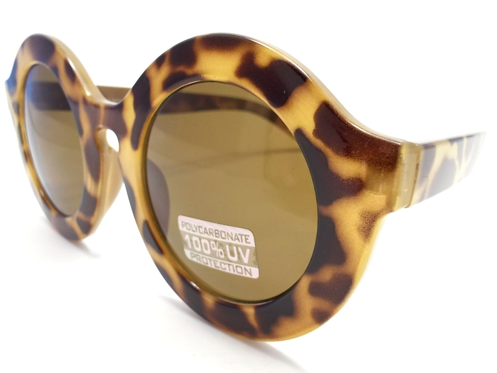 Retro Round Sunglasses- Olive Tortoise