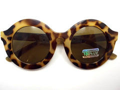Retro Round Sunglasses- Olive Tortoise