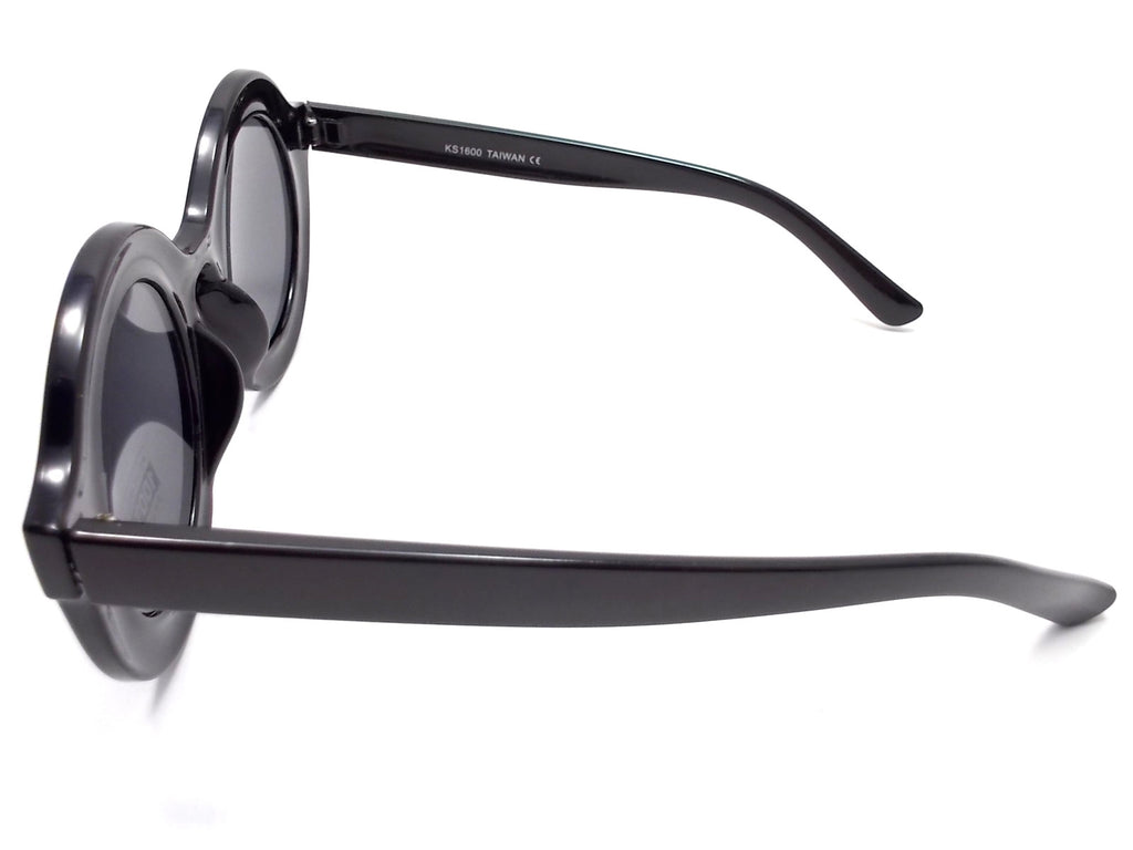 Retro Round Sunglasses- Glossy Black