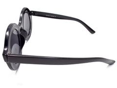 Retro Round Sunglasses- Glossy Black