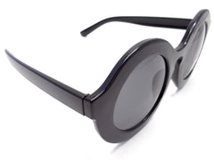 Retro Round Sunglasses- Glossy Black
