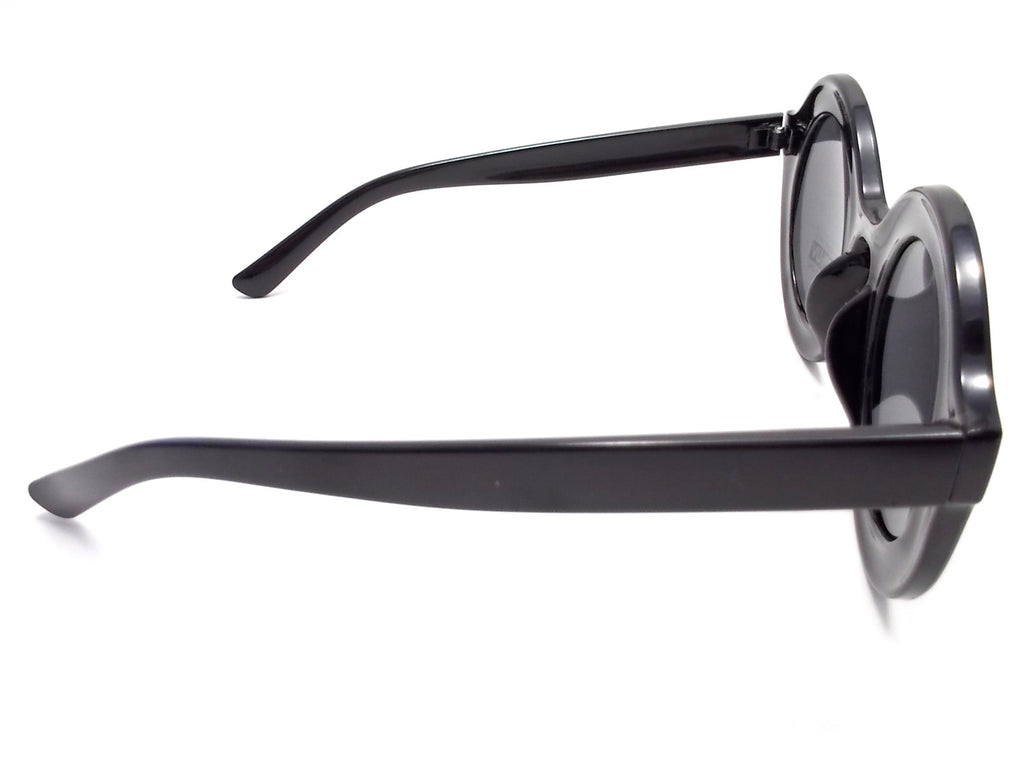 Retro Round Sunglasses- Glossy Black