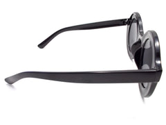 Retro Round Sunglasses- Glossy Black