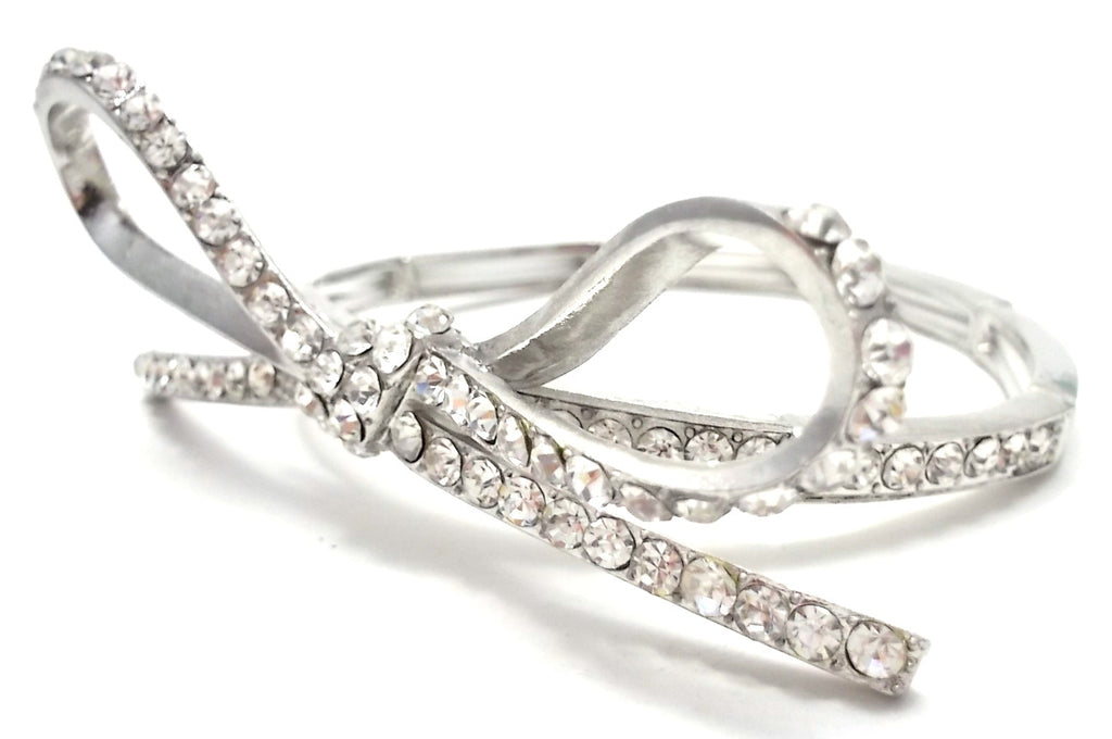 Sparkling Bow Stretch Bracelet- Silver