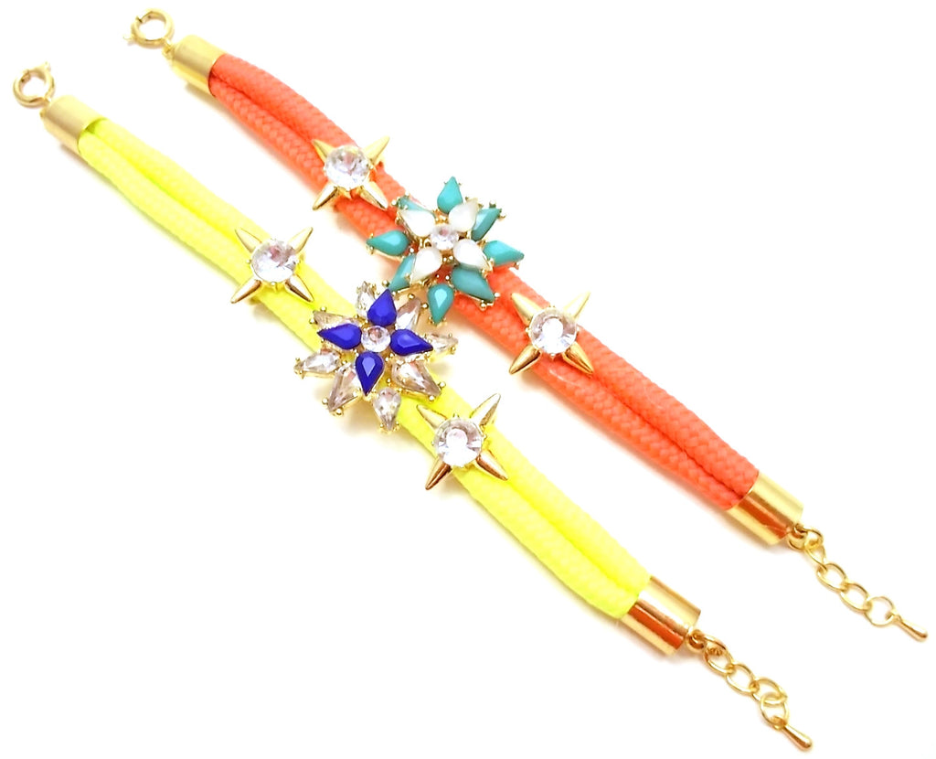 Neon Rosette Cord Bracelet- 2 Color Options