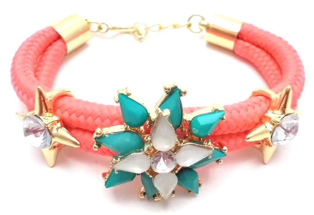 Neon Rosette Cord Bracelet- 2 Color Options