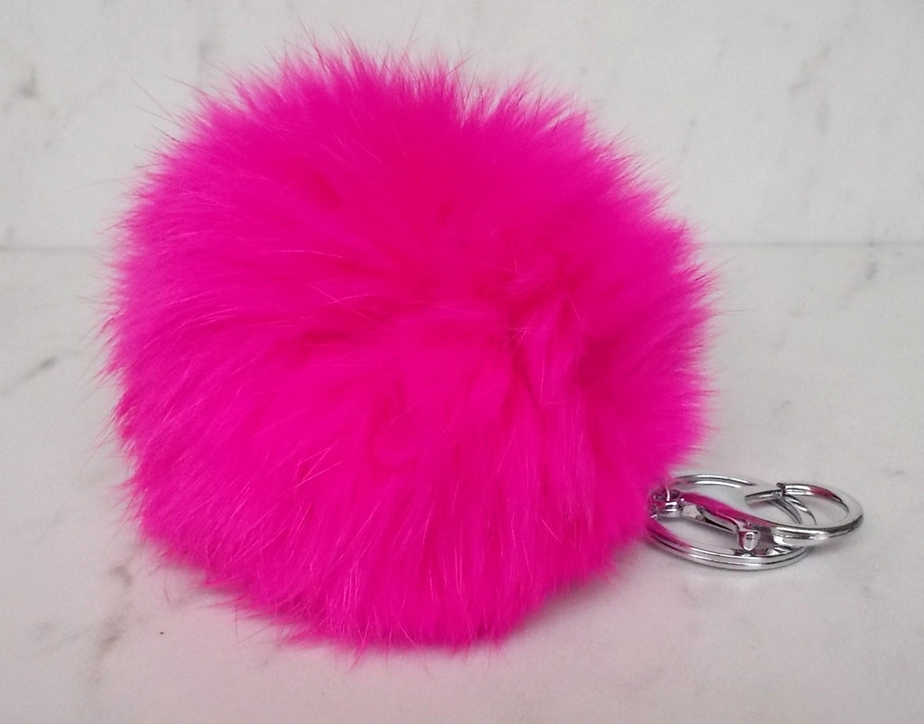 Faux POM Charm/Keychain Large- Hot Pink