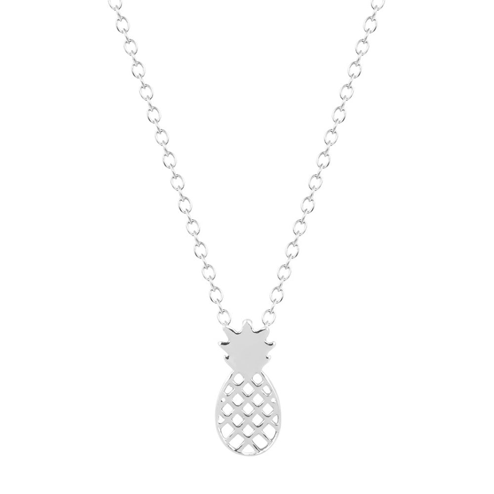 Pineapple Pendant Dainty Necklace- Silver