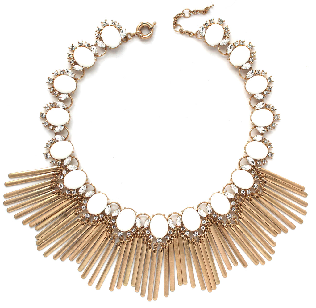 Boho Fringe Envy Statement Necklace- White
