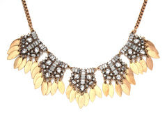 Golden Monté Crystal Fringe Necklace