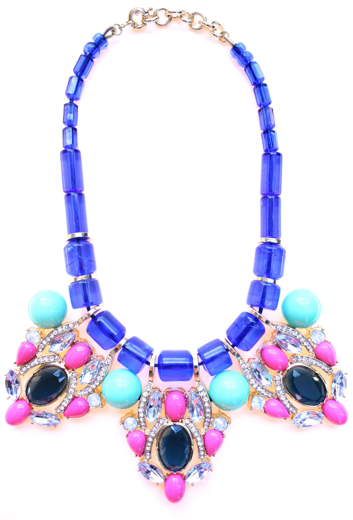 Chunky Beaded Stone & Crystal Statement Necklace