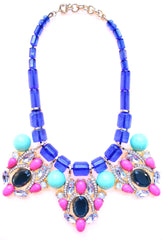 Chunky Beaded Stone & Crystal Statement Necklace