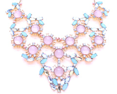 Pastel Bib Statement Necklace- Light Pink