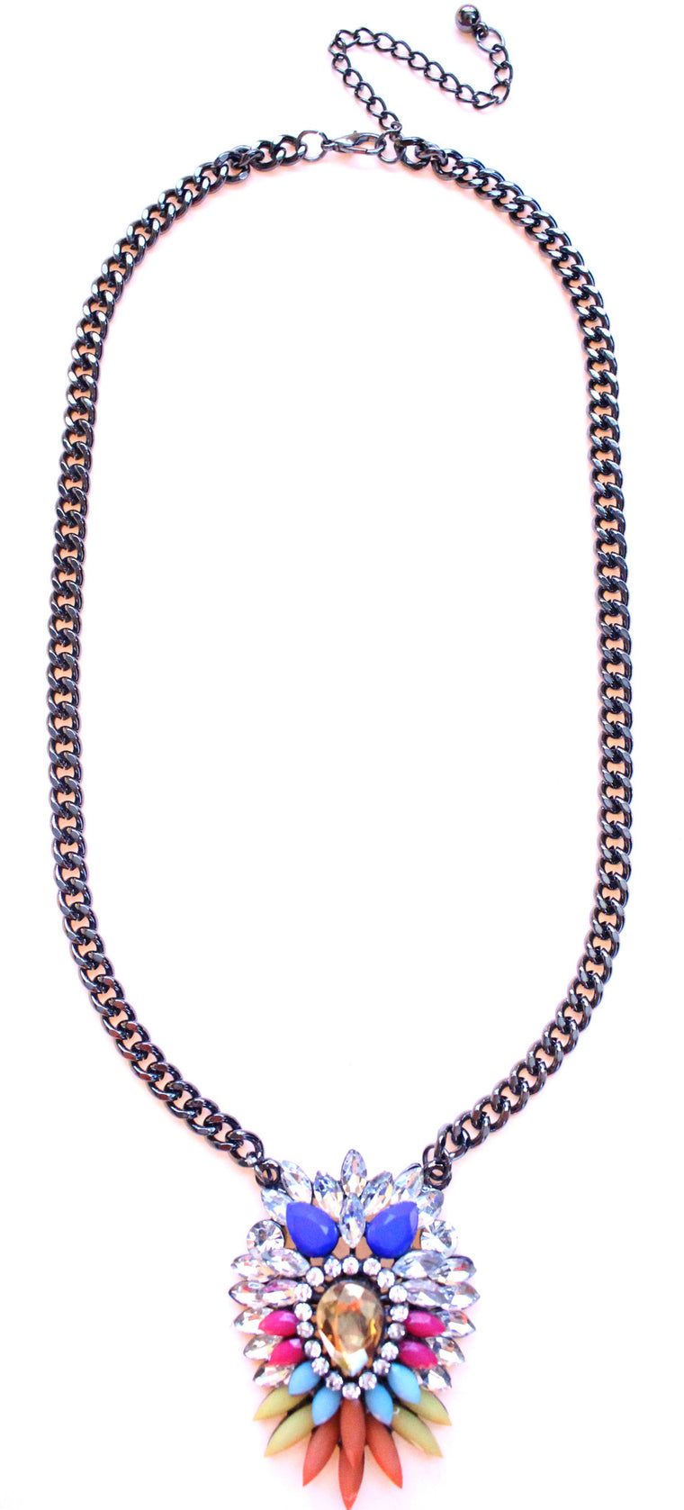 Colorful Sparkle Pendant Necklace- Yellow Multi