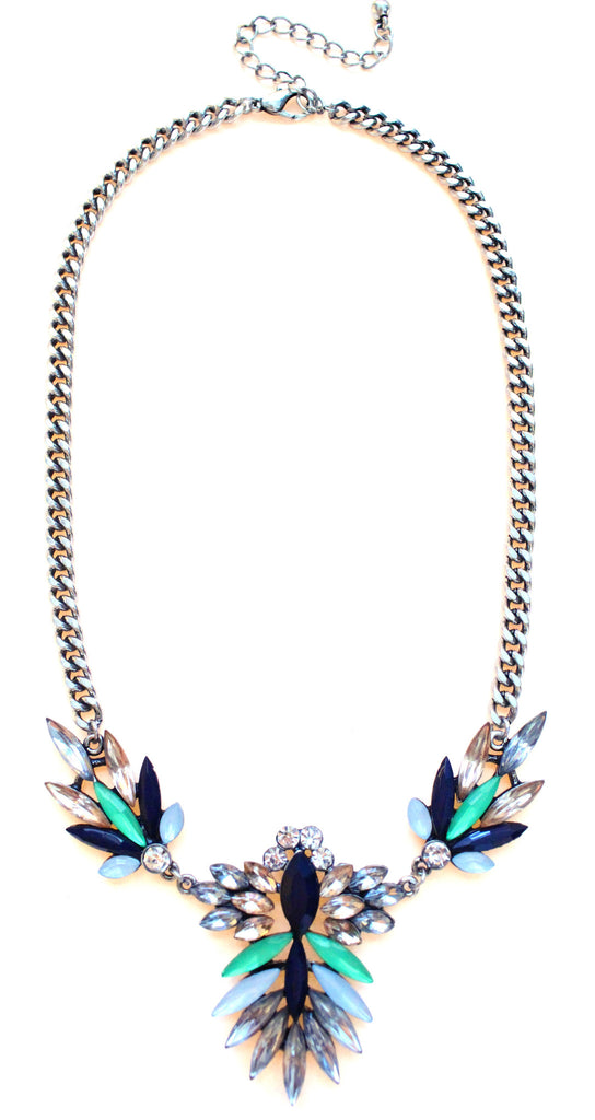 Jeweled Spike Necklace-Montana Green & Navy
